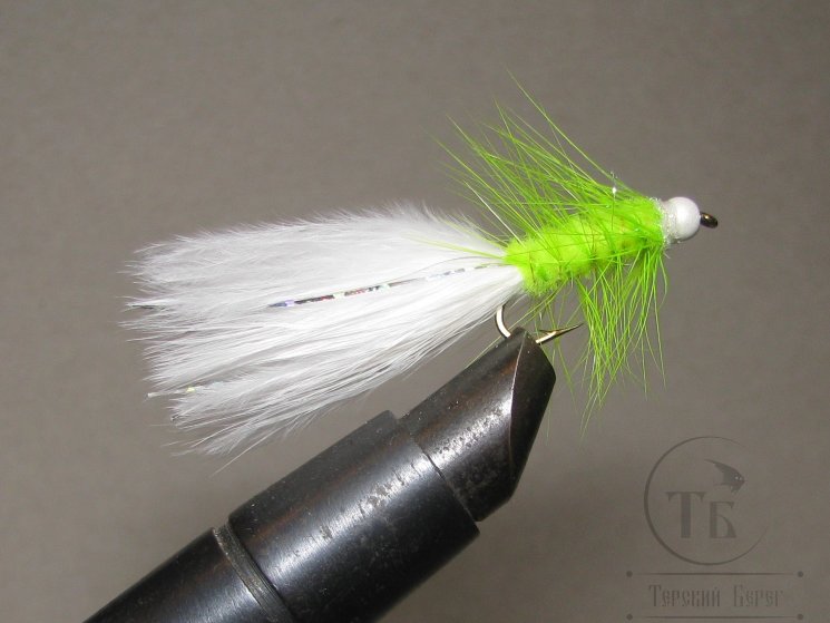 Муха Woolly Bugger Fl. Chartreuse / White №  10