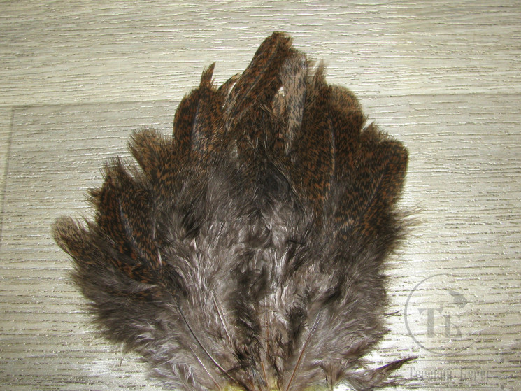 Перья курицы рябые Hen Feathers Black Brown ( крупное перо )
