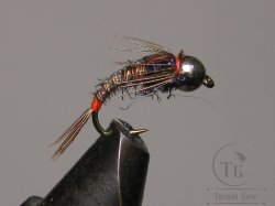 Муха нимфа Scud  ( 59 ) BH  Pheasant Tail Brown  nymph  крючок scud № 12