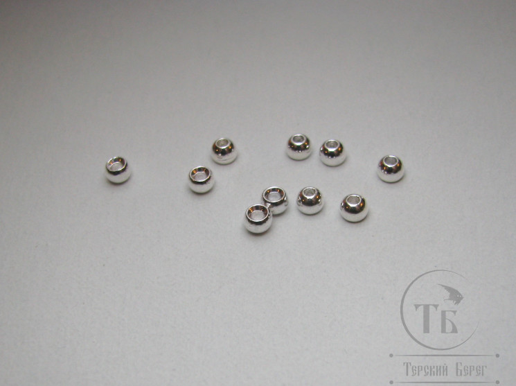 Вольфрамовый шарик с круглым отверстием D 3.3 Silver Sterling (10 шт)