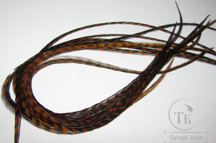 перо Dry Fly (для сухих мух) 10 шт гризли коричневый , крючки № 12 - 14-16