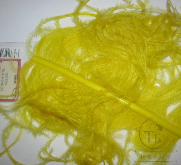 Часть крупного пера страуса Ostridge Herl Yellow  Wapsi