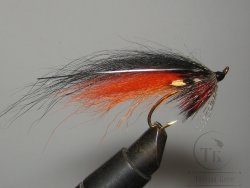 Муха лососевая на одинарном крючке ( 13 ) Black Orange TD  Kumho Salmon Gold № 6