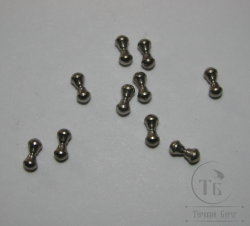 Глазки гантельки малые 6,5 x 3,0 mm. латунные с покрытием никель (уп 10 шт)
