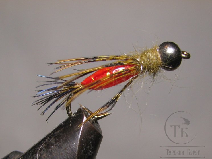 Муха нимфа NN ( 29 ) Black Red Long nymph № 10