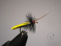Муха сухая Dry fly ( 18 ) " Quill Wing Caddis Yellow "крючок № 14 ( Kumho )