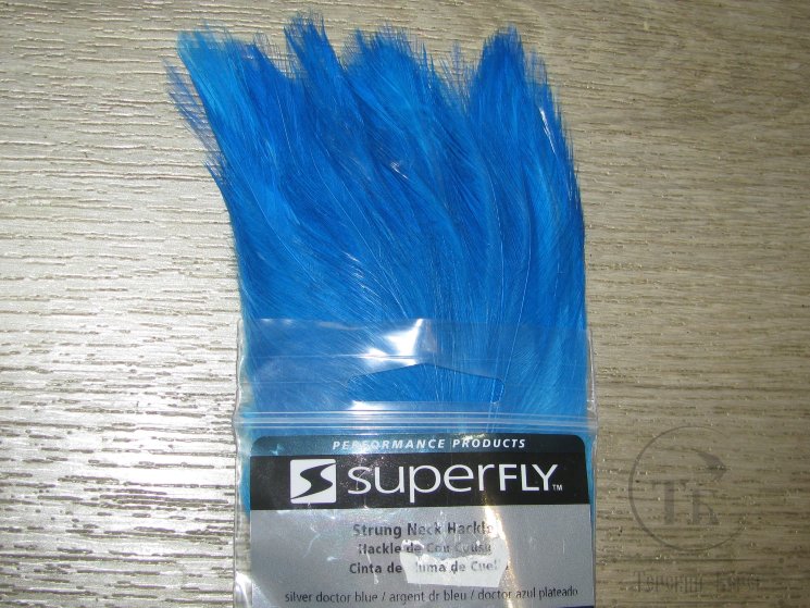 Перо скальпа петуха Strong Neck Hackle Silver Doc Blue Super Fly