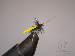 Муха сухая Dry fly ( 19 ) " Quill Wing Caddis Yellow "крючок № 16 ( Kumho )