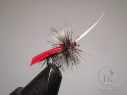 Муха сухая Dry fly ( 22 ) " Quill Wing Caddis Red "крючок № 14 ( Kumho )
