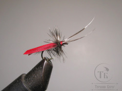 Муха сухая Dry fly ( 23 ) " Quill Wing Caddis Red "крючок № 16 ( Kumho )