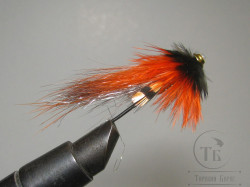Муха лососёвая Turbo Awesome Possum ( 10 ) Rusty Varzyga T 5,0 mm. 5 sm. ( кегля латунь 3/4 )