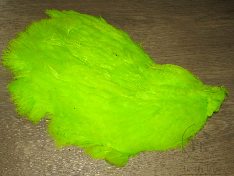 Шкура 1/2 белого фазана White Cock Pheasant Skin Dyed Fl. Chartreuse