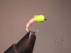 Муха нимфа Scud ( 24 ) Fl Chartreuse Head Cream nymph крючок scud № 10