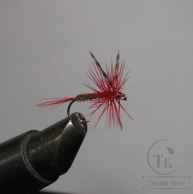 Муха сухая Dry fly Adams 16 " Adams Red "крючок № 16 ( Kumho )