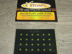 Флюоресцентные глазки Fluo Lure Eyes Mis. Piccole Diam. 2 mm Yellow ( 24 шт. ) Stonfo