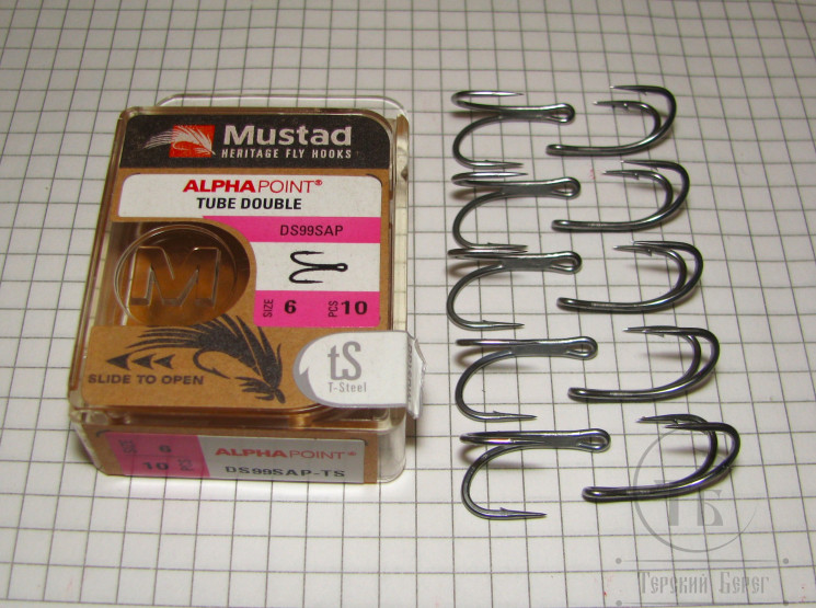 Крючок двойник трубочный Mustad Heritage Tube Double DS99SAP # 8 ( 10 шт. )