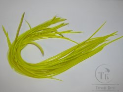 Перо из седла петуха отборное ( 1 шт ) флюр желтое / Fl. Yellow
