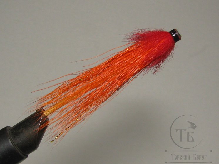Муха лососёвая английское крыло WG Tube ( 8 ) Plastic 1 3/4 дюйма  Red / Orange  (красно - оранжевая)