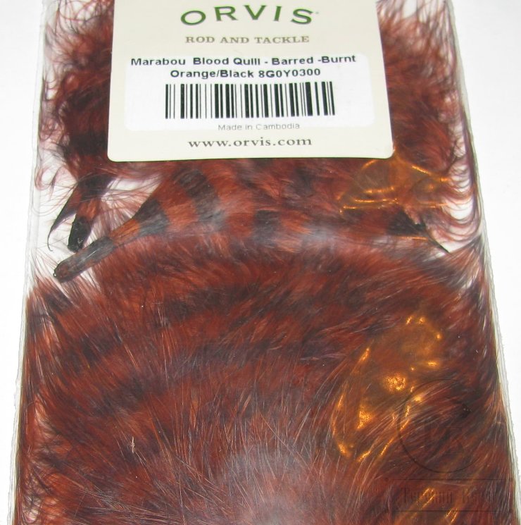 Перья марабу Barred Marabou Burnt Orange Black Orvis