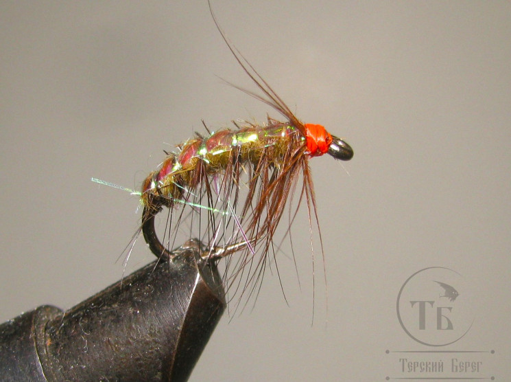 Муха Simple Scud ( 12 ) Бокоплав SSC ( RH Iridishcent Olive ) крючок Скуд 12