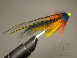 Муха лососёвая скандинавское крыло Robin Hood ( 65 ) Blue Yellow Orange ( медь трубка 1,0 дюйм )