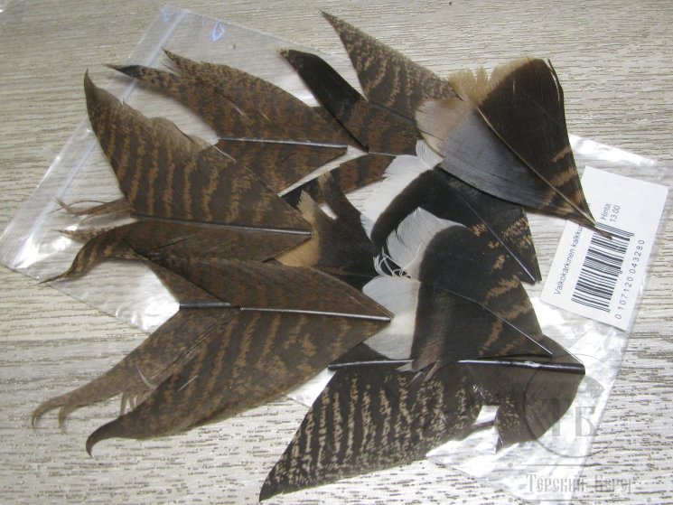 Хвостовые перья индюка (набор парных сегментов)  Turkey tail cinnamon Segm. Spey Clave