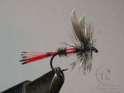 Муха сухая Dry fly Quill DFQ 09 "Royal Coachman Red Var."крючок № 10 ( Kumho )