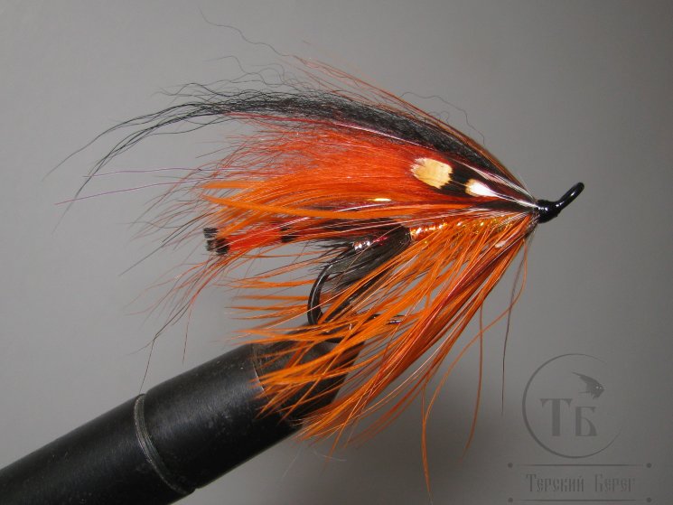 Муха лососёвая на двойнике Spey ( 13 ) Varzuga Orange FT Mustad № 2 