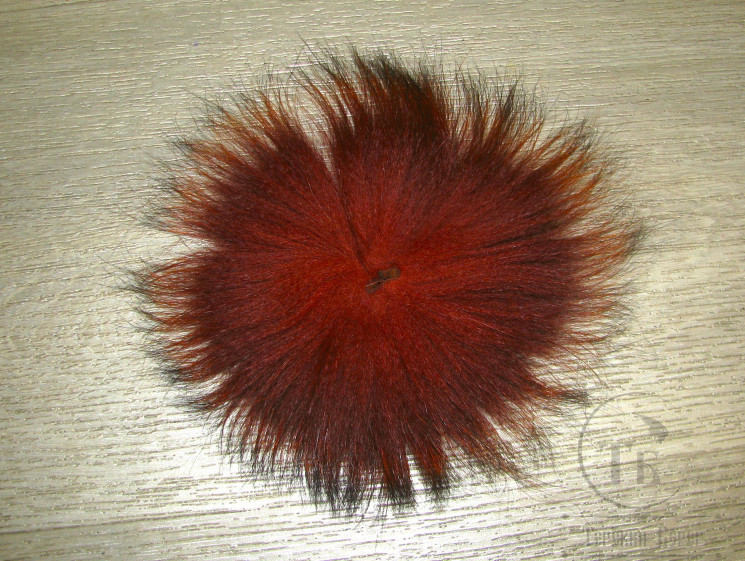 Хвост арктического песца фиери коричневый XL / Fiery Brown XL Black Tips