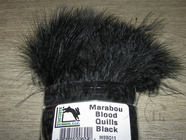 Мягкие пуховые перья Marabou Blood Quills Black Hareline