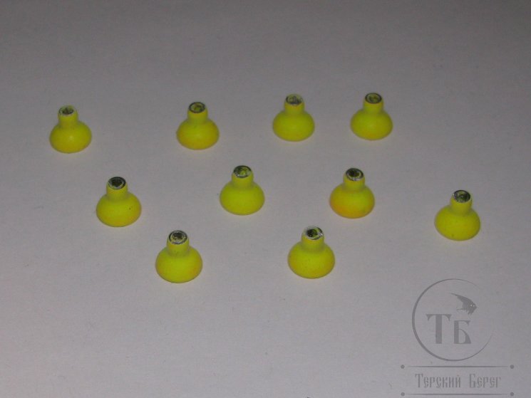 Конус - Трубка для лососёвых мух в стиле Nobody ( без тела ) MD Diam. 6,5 mm. Brass Fl. Yellow 10 шт. 