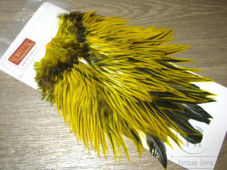 Седло петуха с широким пером Whiting Brahma Rooster Saddle Badger Yellow