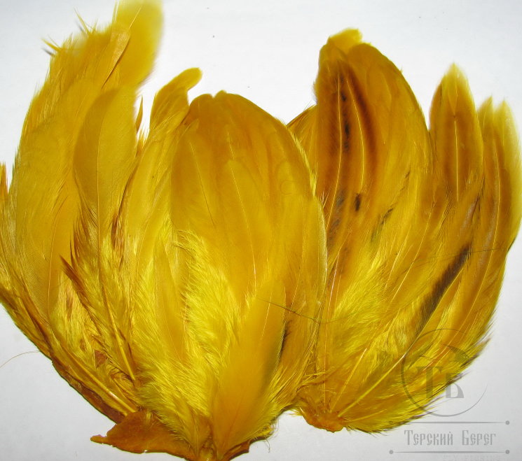 Куриное перо Hen feathers amber жёлтый медовый