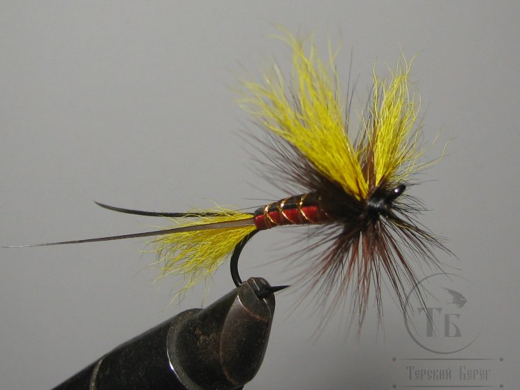Муха лосось /  форель ( 2 ) Butterfly Yellow / Black / Red Salmon Black № 6 