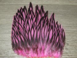 Куриные перья скальпа на коже BLW  (средняя часть)  Hen Cape American  BLW Fl Pink