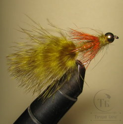 Муха Streamer Leech ( 36 ) Nymph Var. Olive Orange Grizzly GH  кр. Nymph № 6