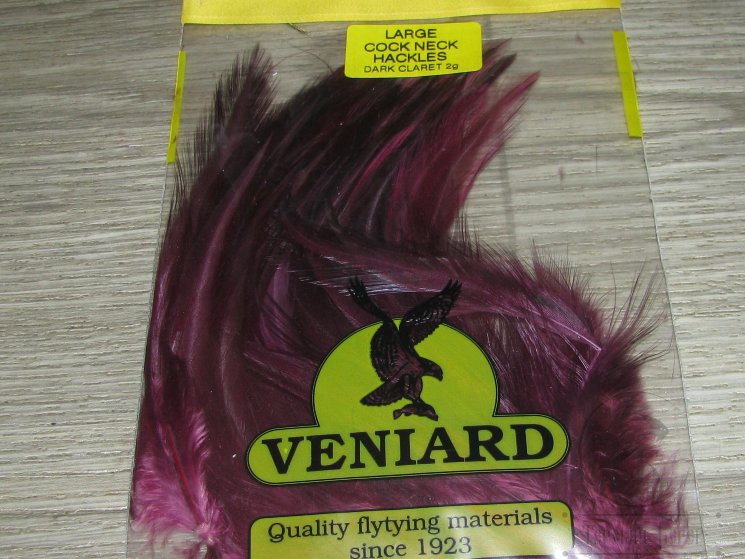 Перья скальпа петуха крупные / Large Cock Neck Hackles Dk. Claret 2g.  Veniard