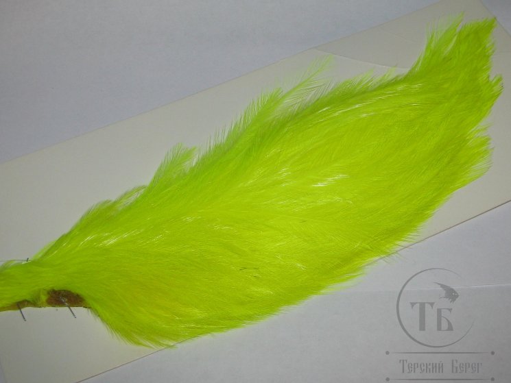 1/2 Скальпa петуха   Streamer rooster neck  fl yellow Wapsi