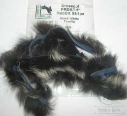 зонкер кролика  crosscut  strips (нарезка поперек шкуры) 1/8 black / white Hareline