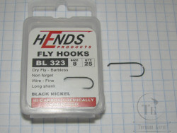 Крючок безбородый  Hends BL 323 Dry-Nymph №8 ( 25 шт )