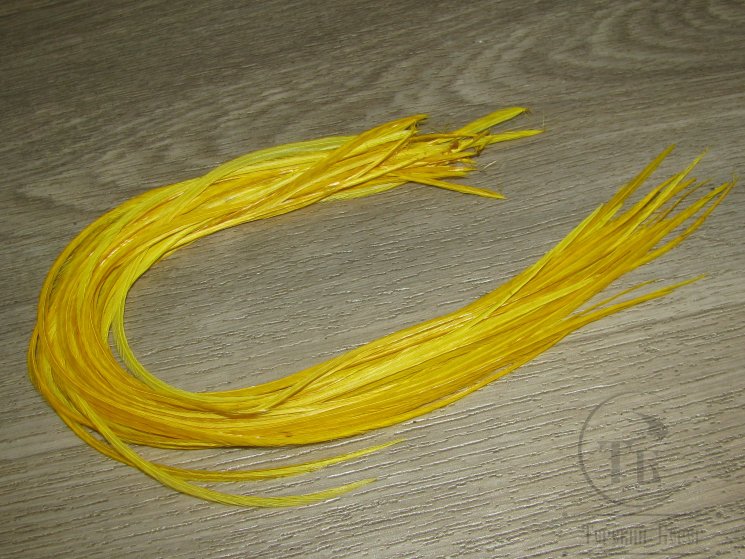 Перо из седла петуха отборное ( 1 шт ) желтое / Yellow