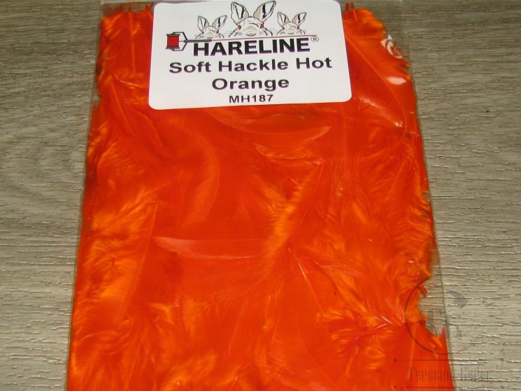 Перо курицы и петуха отдельное Soft Hackle Hot Orange Hareline