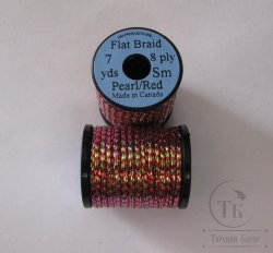 UNI Flat braid 7 yds 8 ply sm pearl/ red