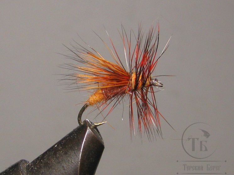 Муха сухая  Stimulator  ( 17 ) Stim Caddis  Rusty крючок № 14  Kumho 