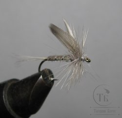 Муха сухая Dry fly Quill DFQ 18  " Blue Dun "крючок № 12 ( Kumho )