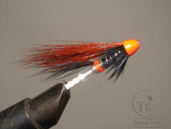 Муха лососёвая TP Cone Fly ( 23 ) Fl. Orange Rusty / Black Squirrel ( пластик 1/4 дюйма )