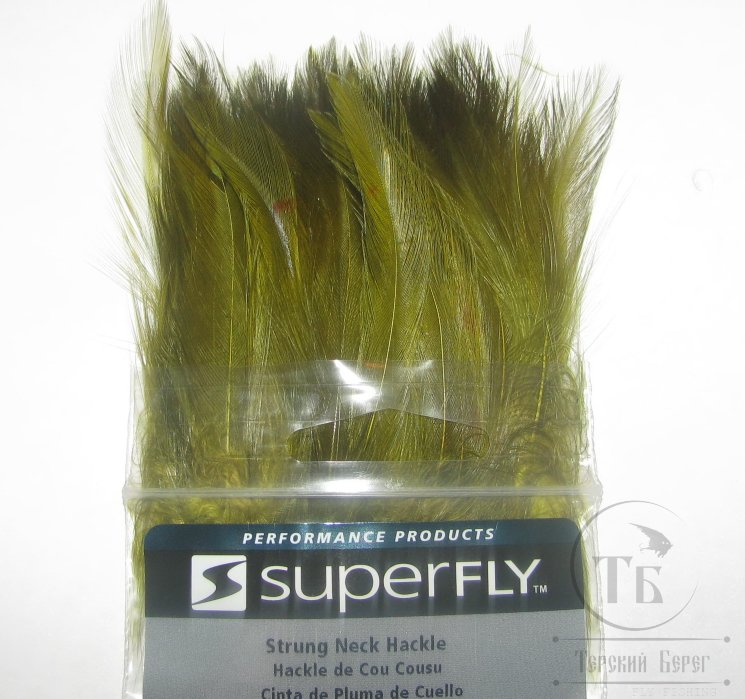 Перо скальпа петуха Strong Neck Hackle Olive Super Fly