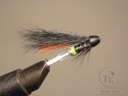 Муха лососёвая TP Cone Fly ( 24 ) Black Green Butt ( пластик 1/4 дюйма )