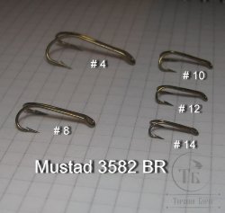 Mustad двойник вязальный бронзовый (ухо вниз) № 12