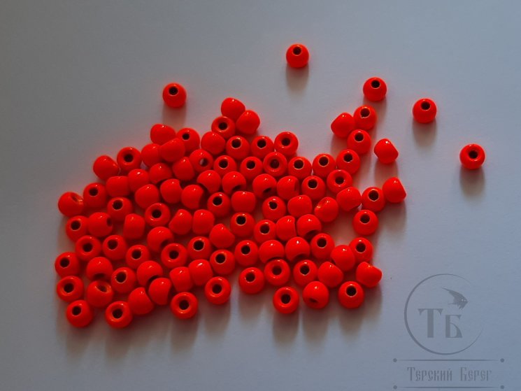 Вольфрамовый шарик с круглым отверстием D 3,5 Fl Hot Orange  (100 шт)